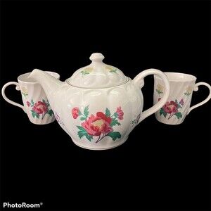 Teapot and Two Tea Cups Laura Ashley Porcelain Parfums Floral
